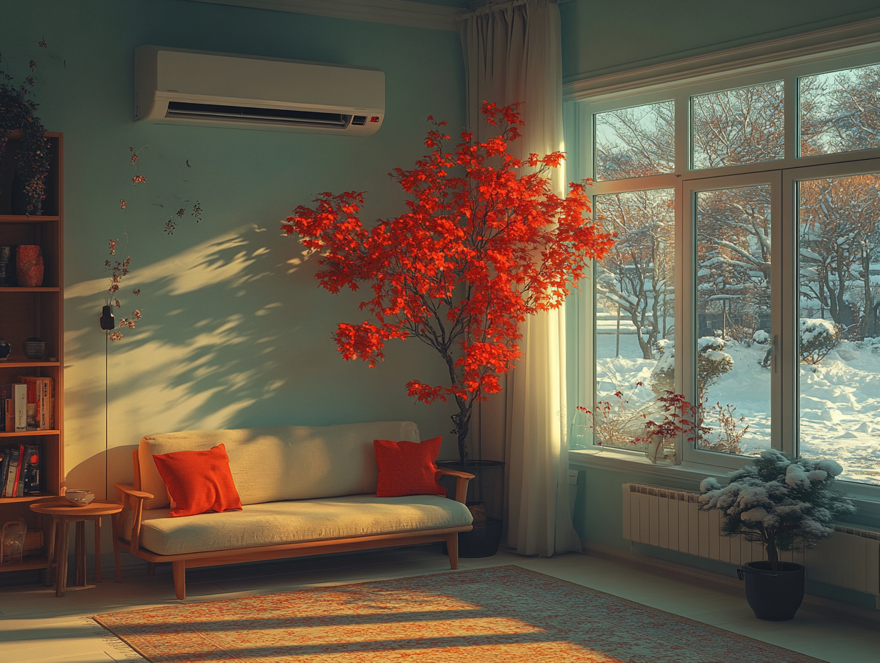 Klimatyzator domowy z funkcją grzania podczas mroźnego poranka